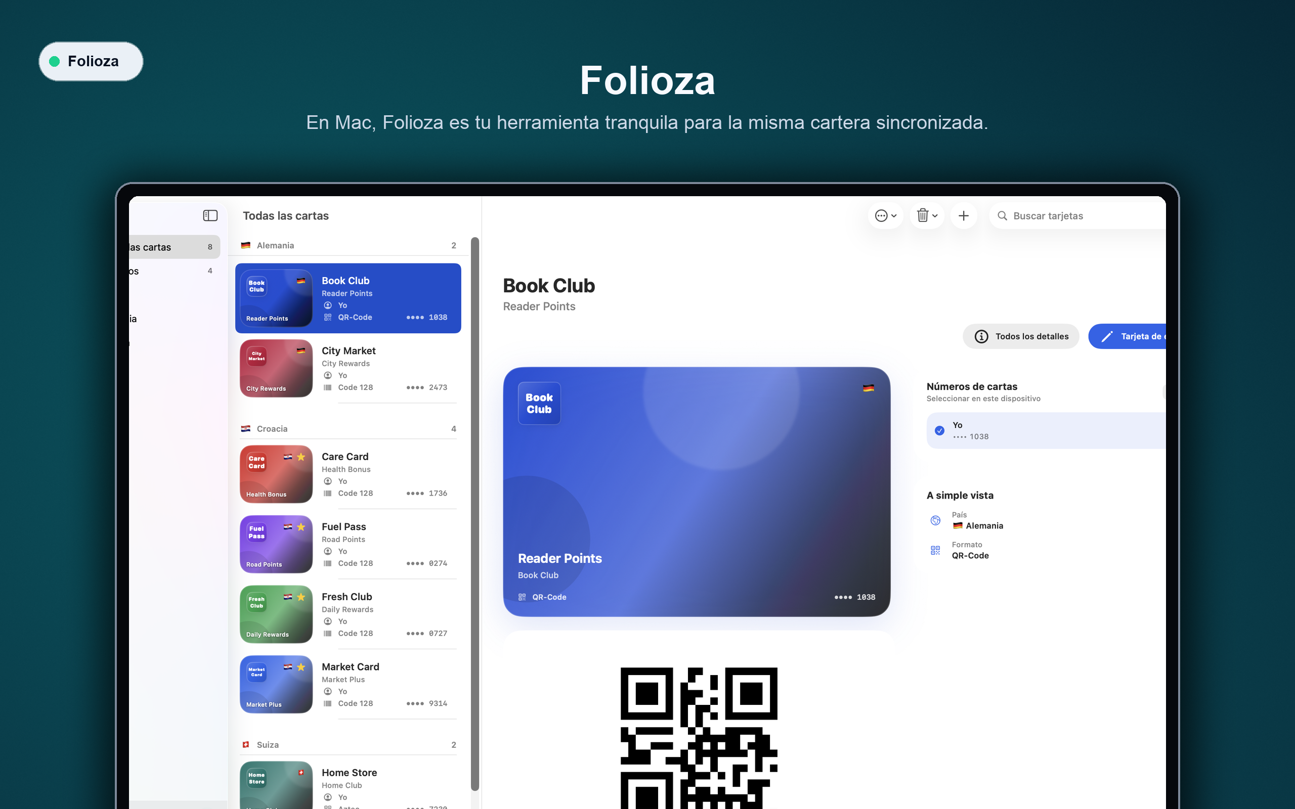 Folioza Gestión en el Mac con búsqueda y favoritos