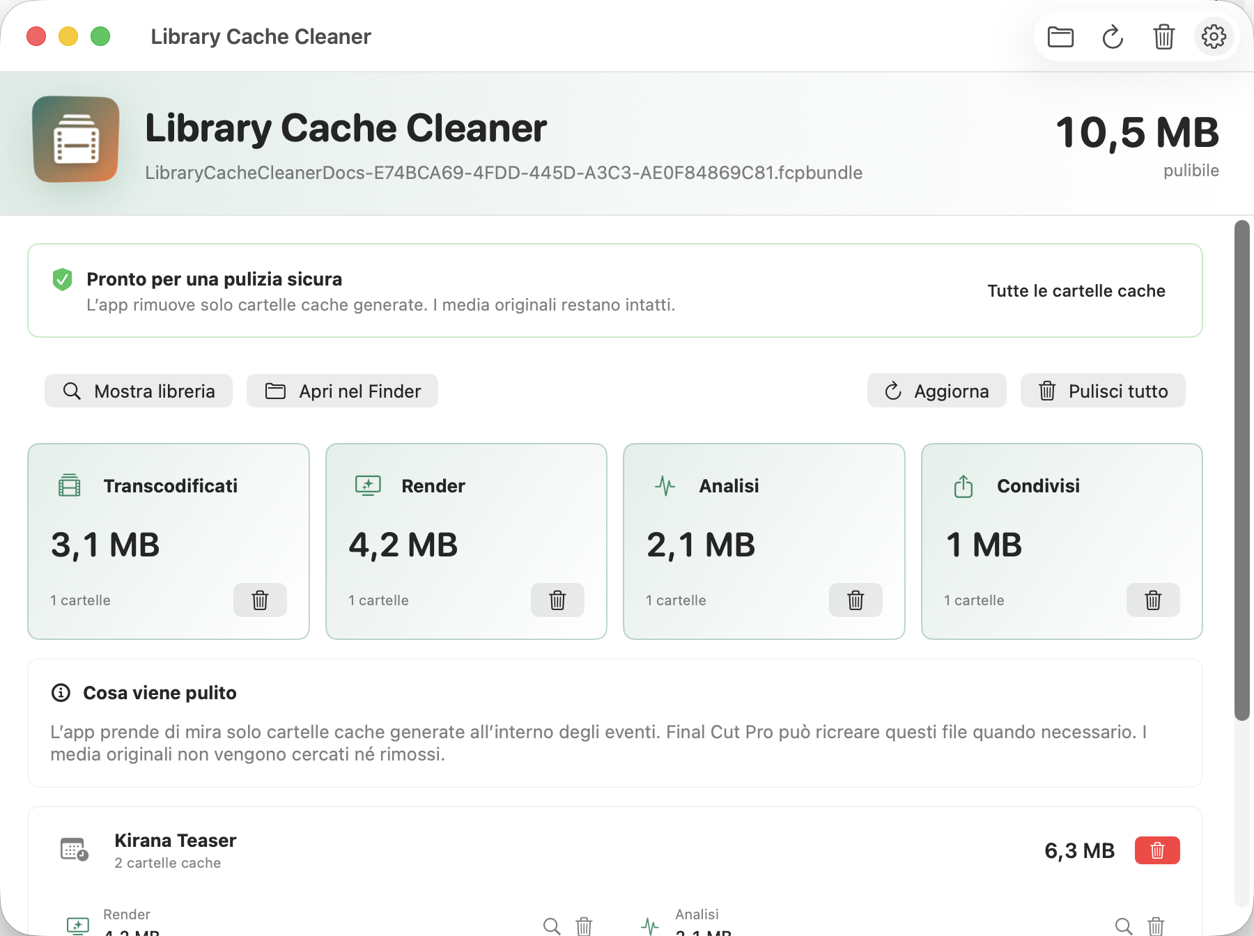 Library Cache Cleaner Risultato per categorie