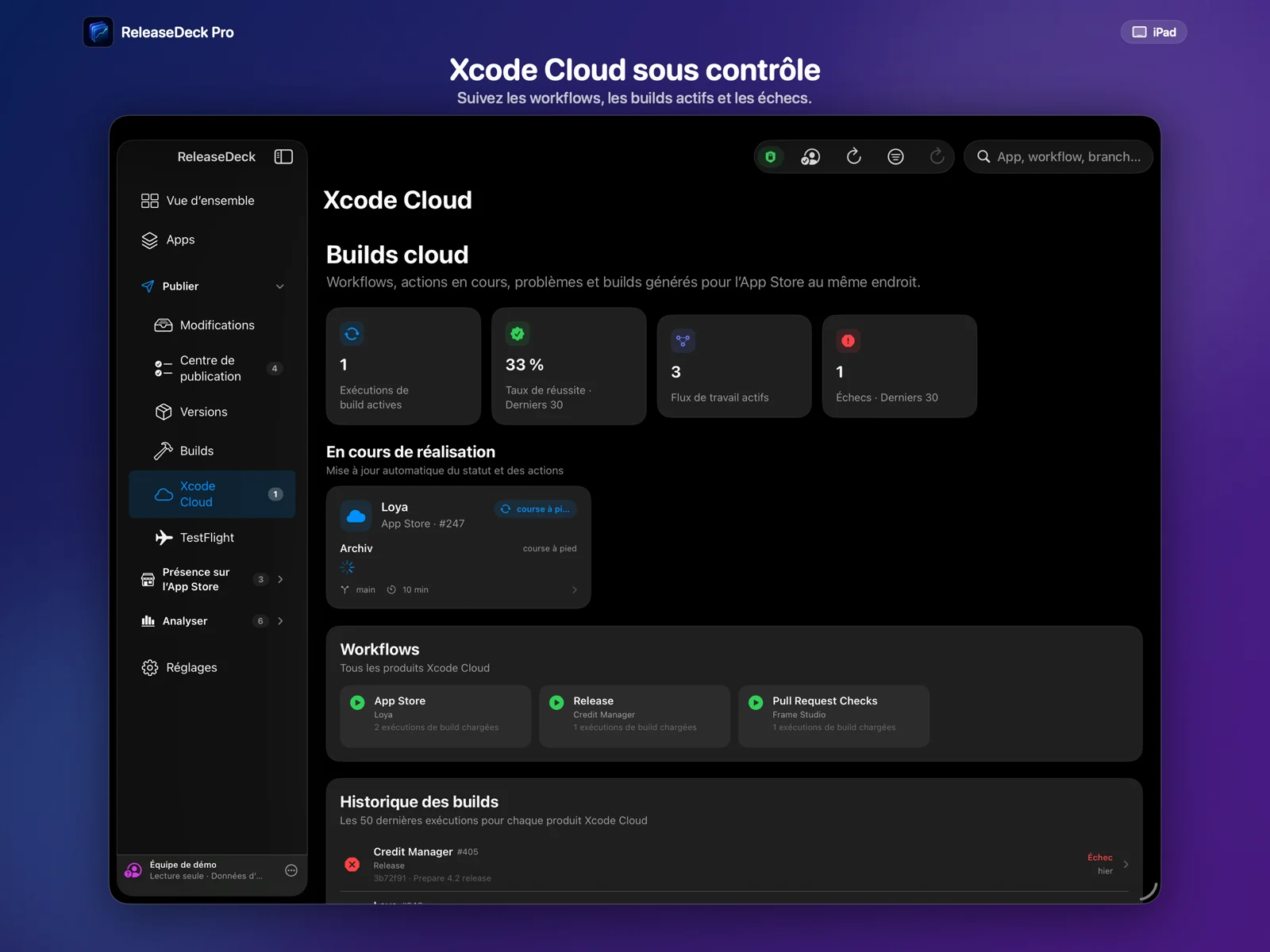 ReleaseDeck Pro Xcode Cloud dans le même espace