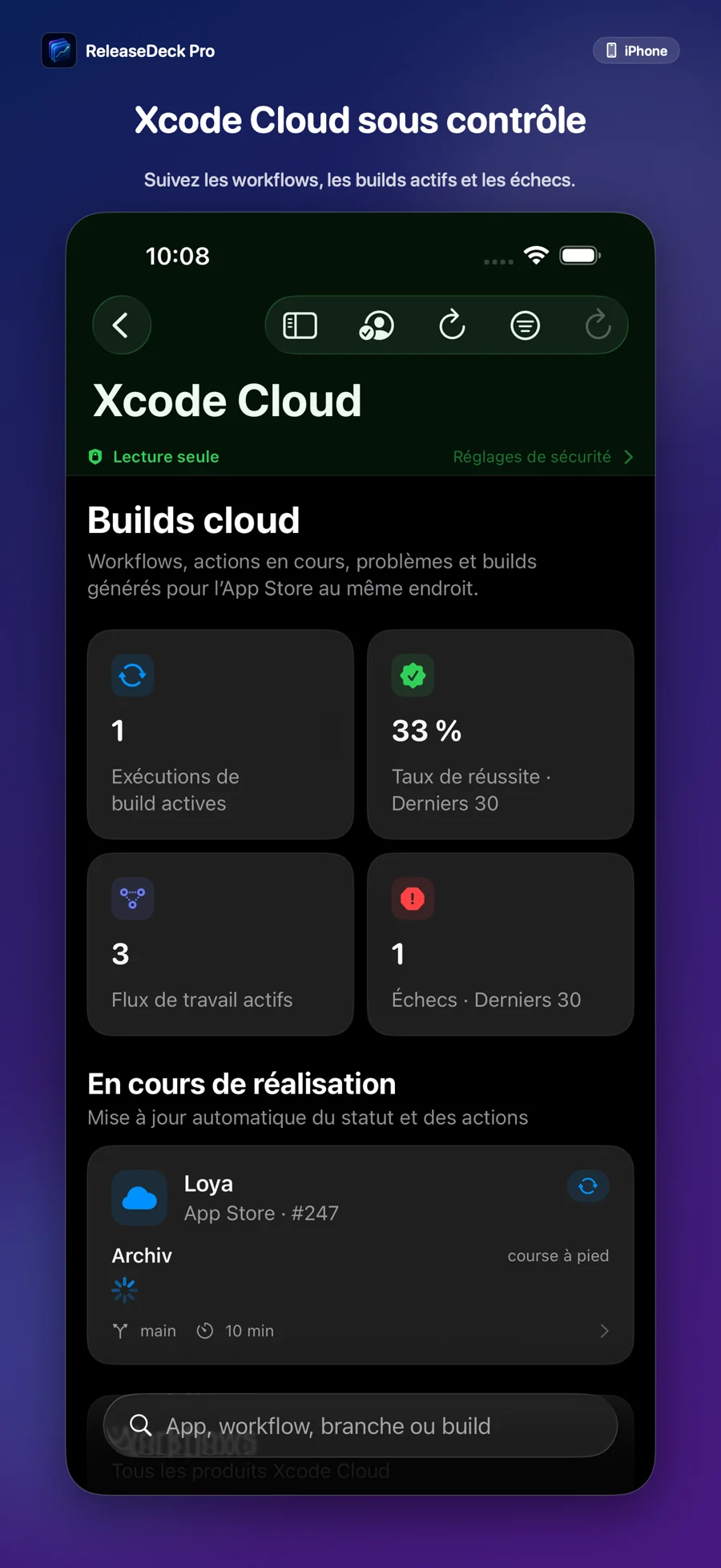 ReleaseDeck Pro Xcode Cloud dans le même espace