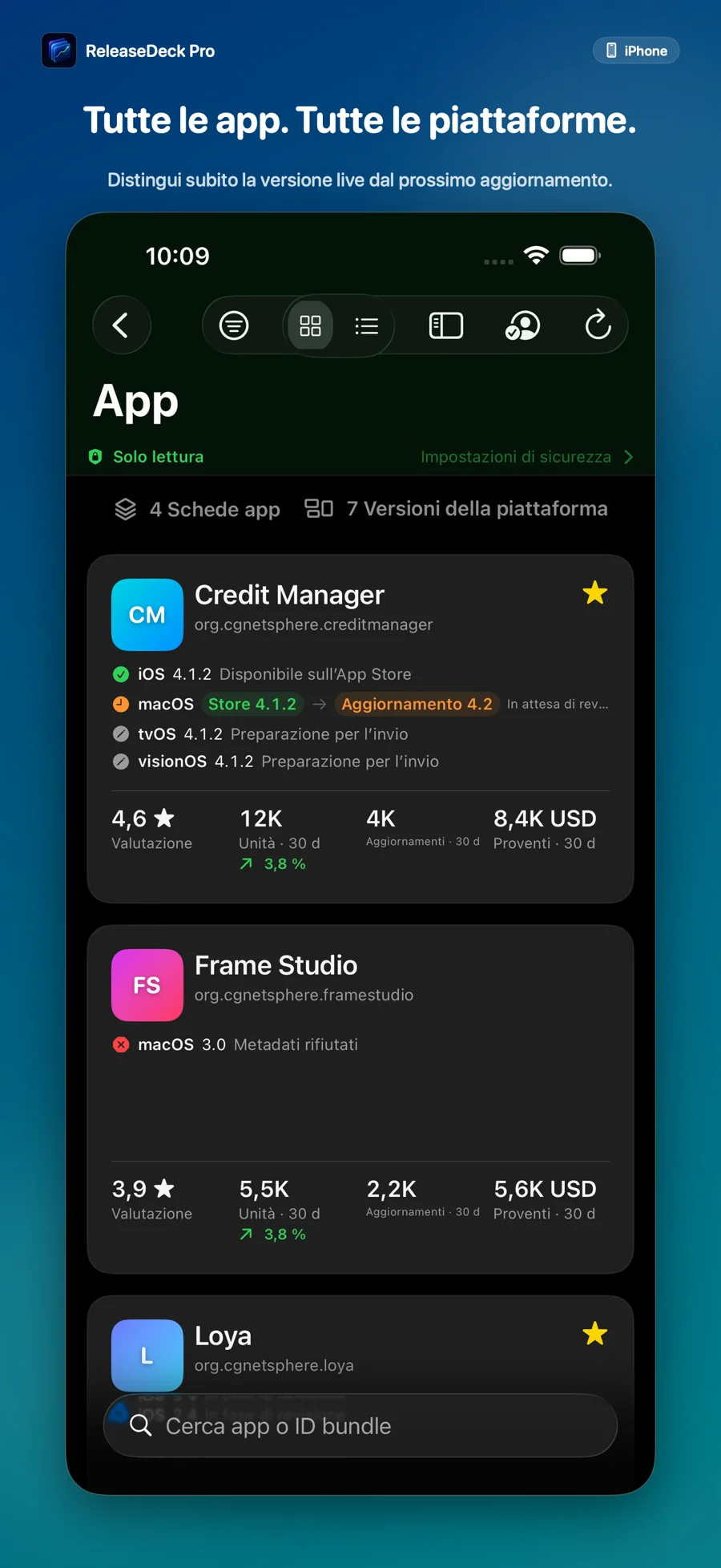 ReleaseDeck Pro Tutte le app e piattaforme