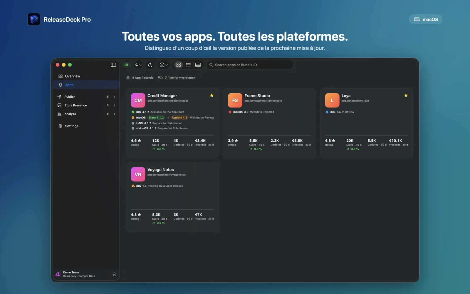 ReleaseDeck Pro Toutes les apps et plateformes