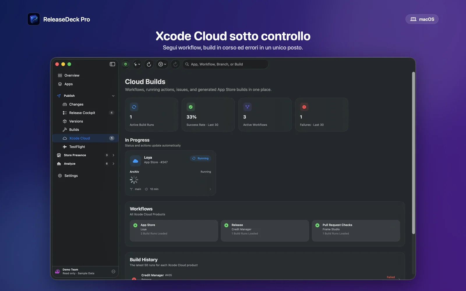 ReleaseDeck Pro Xcode Cloud nello stesso spazio