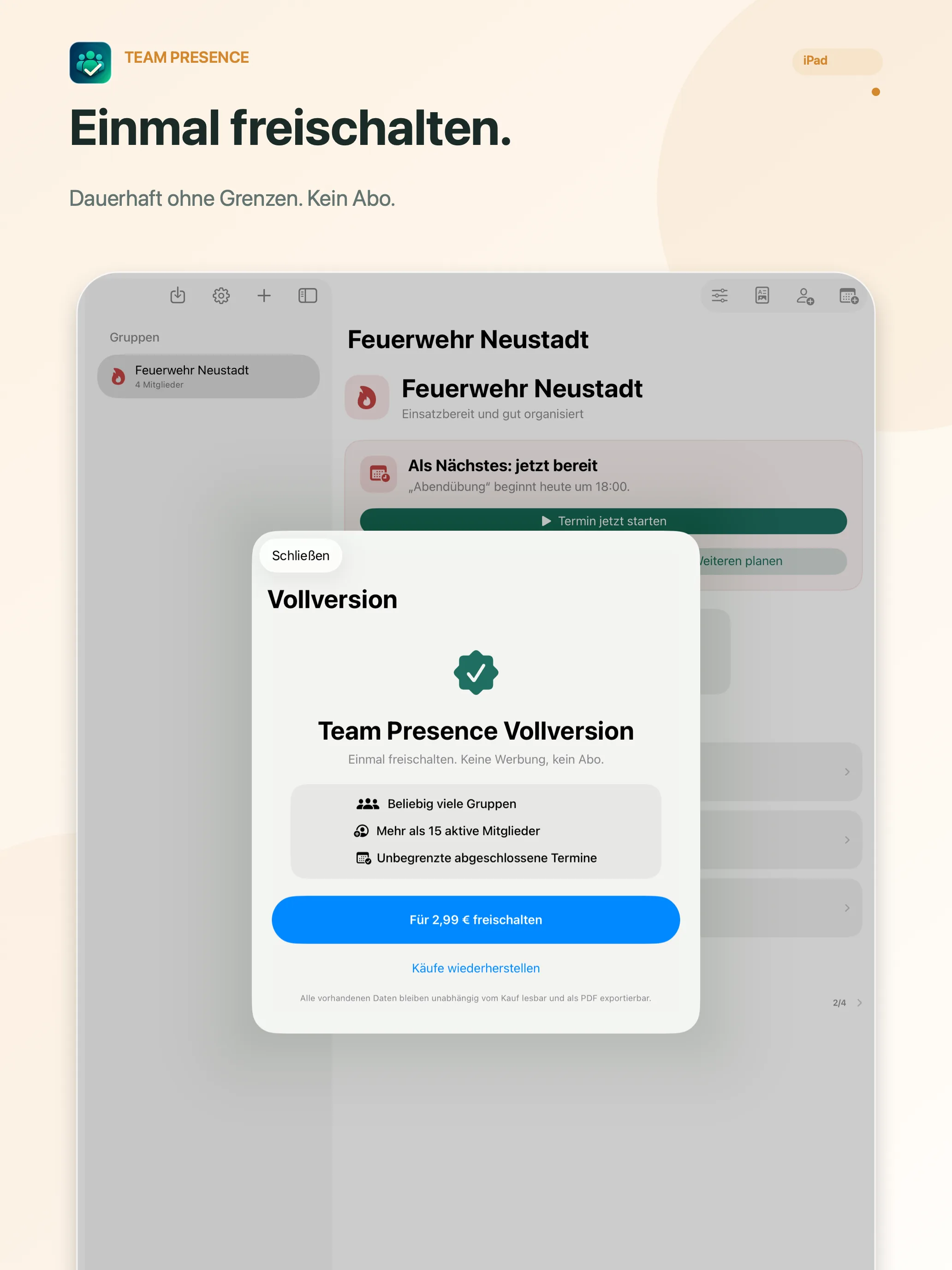 Team Presence Vollversion einmalig freischalten
